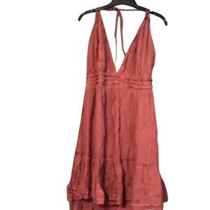 Fashion Nova Backless Rust Dress with a Plunge V neck.
